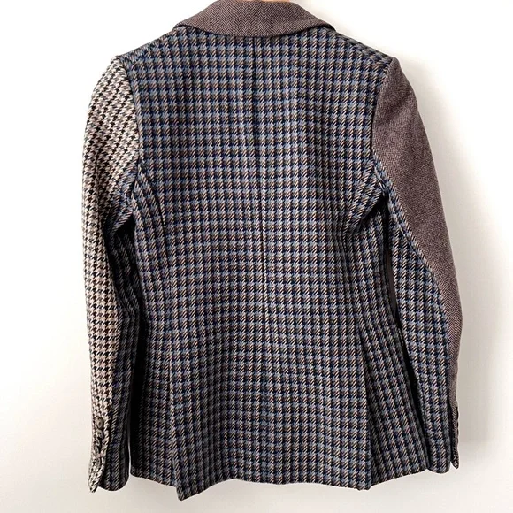 VERONICA BEARD | Faustine Dickey Houndstooth Mixed Media Jacket Blue Multi 00 - Picture 8 of 14